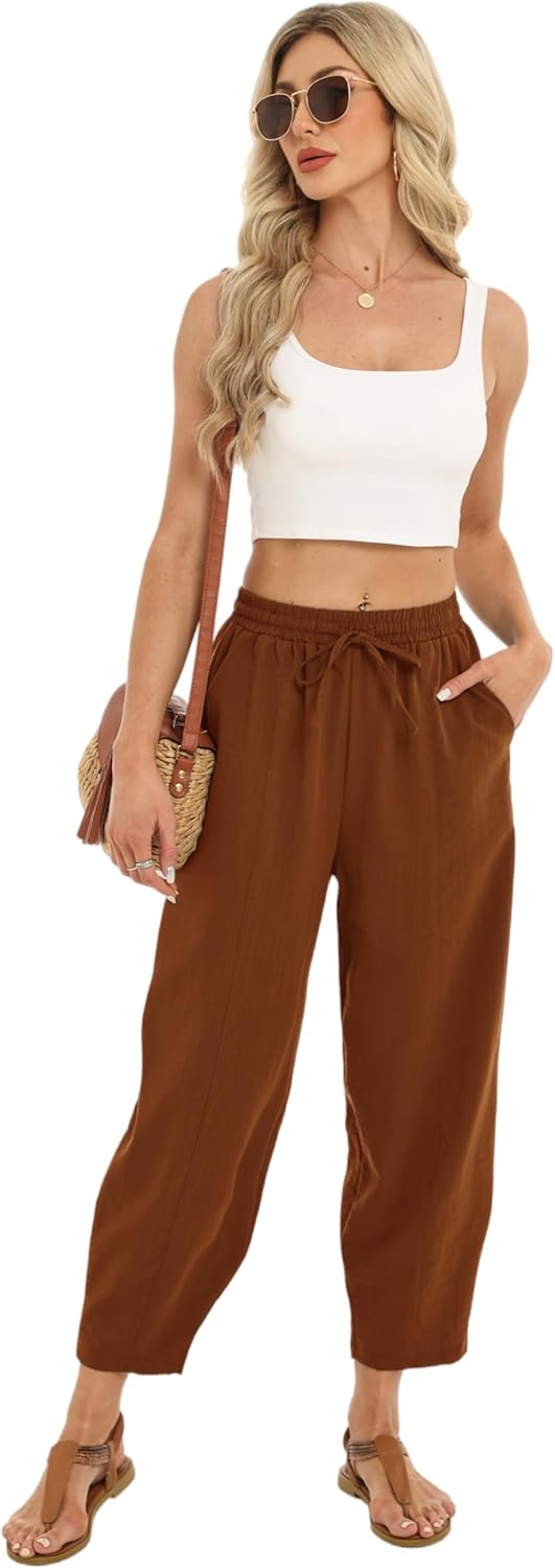 Pantalon Fluide Femme 7/8 Taille Élastique Poches – Léger & Sport | LuxVrouw