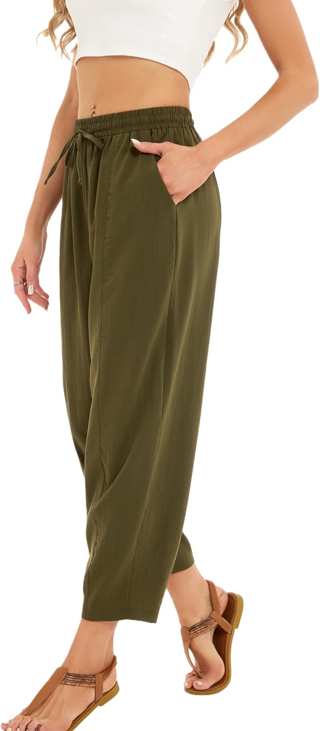 Pantalon Fluide Femme 7/8 Taille Élastique Poches – Léger & Sport | LuxVrouw
