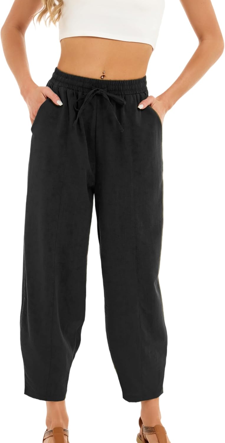 Pantalon Fluide Femme 7/8 Taille Élastique Poches – Léger & Sport | LuxVrouw