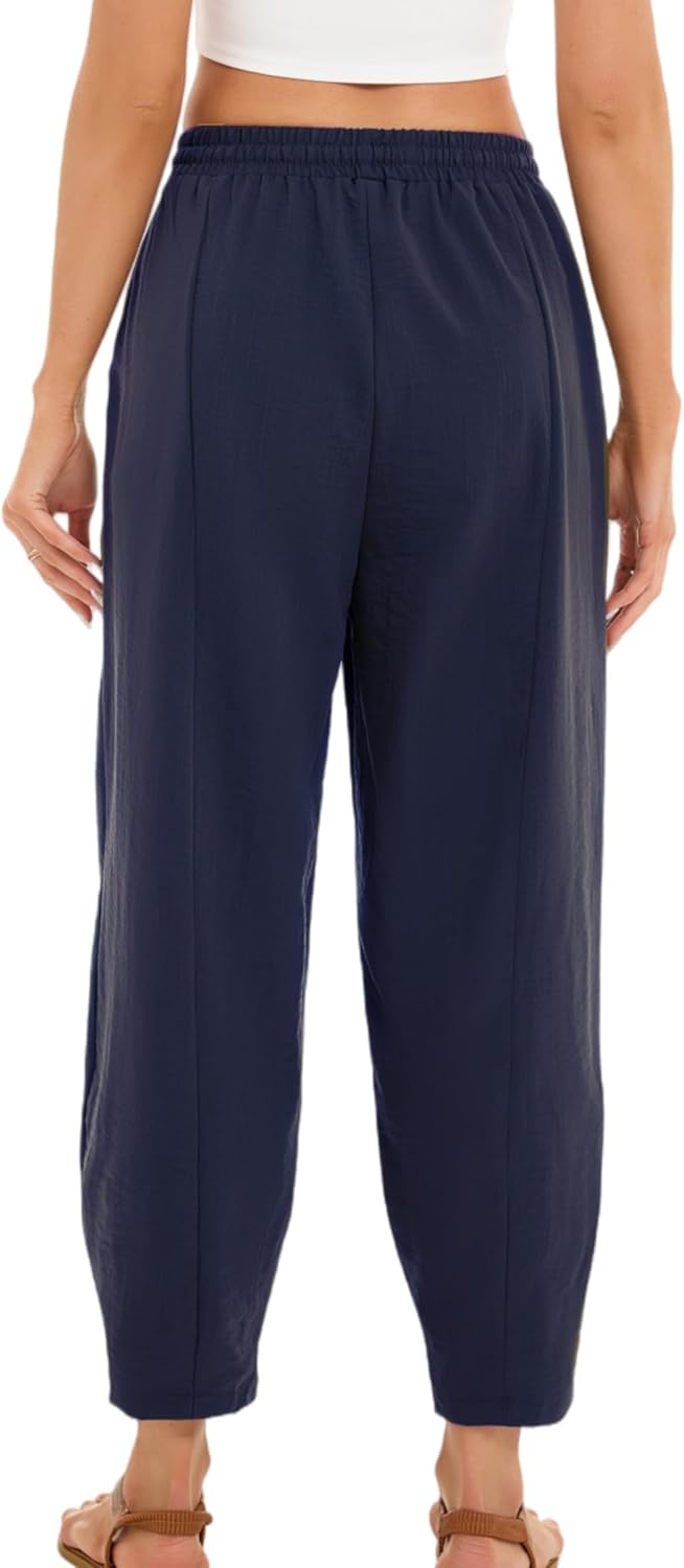 Pantalon Fluide Femme 7/8 Taille Élastique Poches – Léger & Sport | LuxVrouw