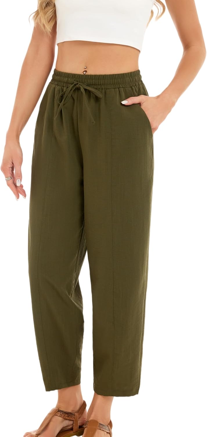 Pantalon Fluide Femme 7/8 Taille Élastique Poches – Léger & Sport | LuxVrouw