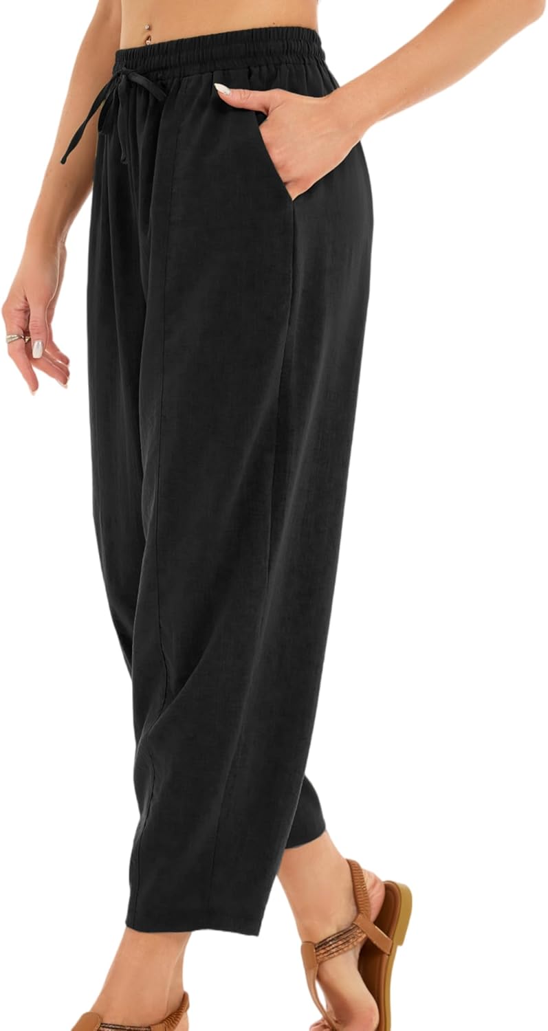 Pantalon Fluide Femme 7/8 Taille Élastique Poches – Léger & Sport | LuxVrouw