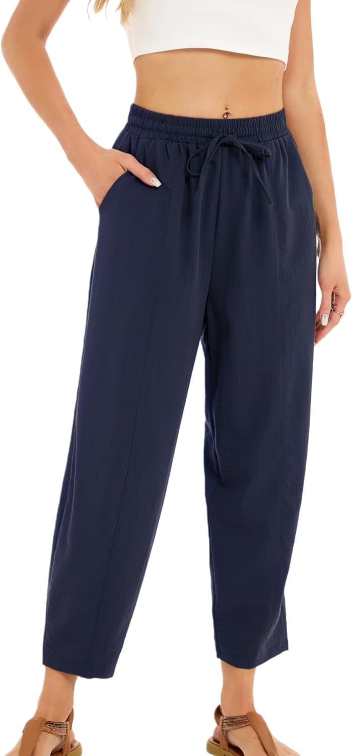 Pantalon Fluide Femme 7/8 Taille Élastique Poches – Léger & Sport | LuxVrouw