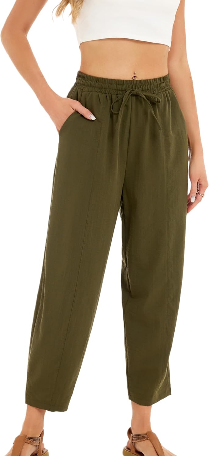 Pantalon Fluide Femme 7/8 Taille Élastique Poches – Léger & Sport | LuxVrouw