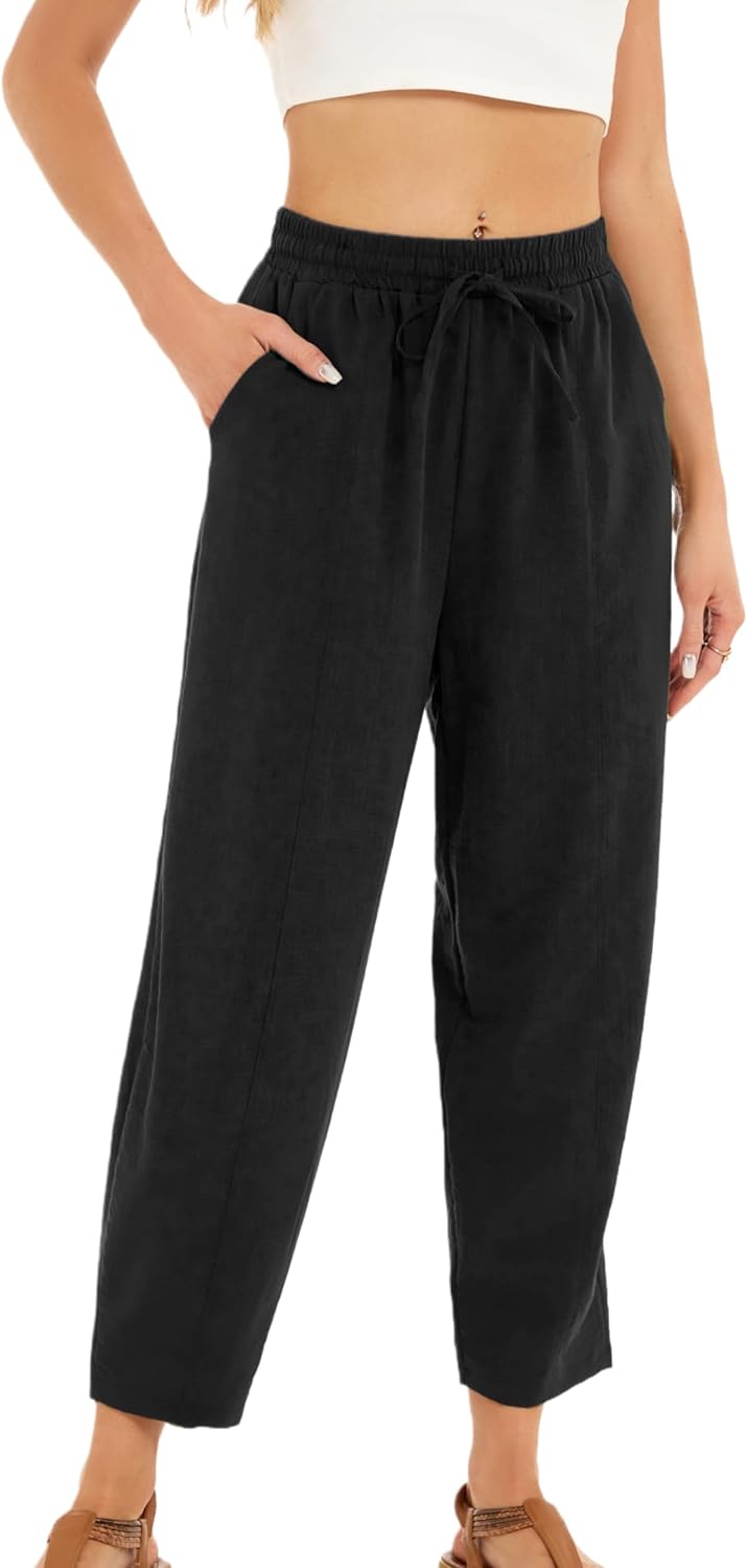 Pantalon Fluide Femme 7/8 Taille Élastique Poches – Léger & Sport | LuxVrouw