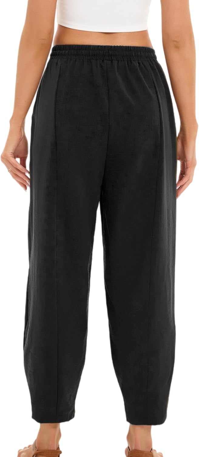 Pantalon Fluide Femme 7/8 Taille Élastique Poches – Léger & Sport | LuxVrouw