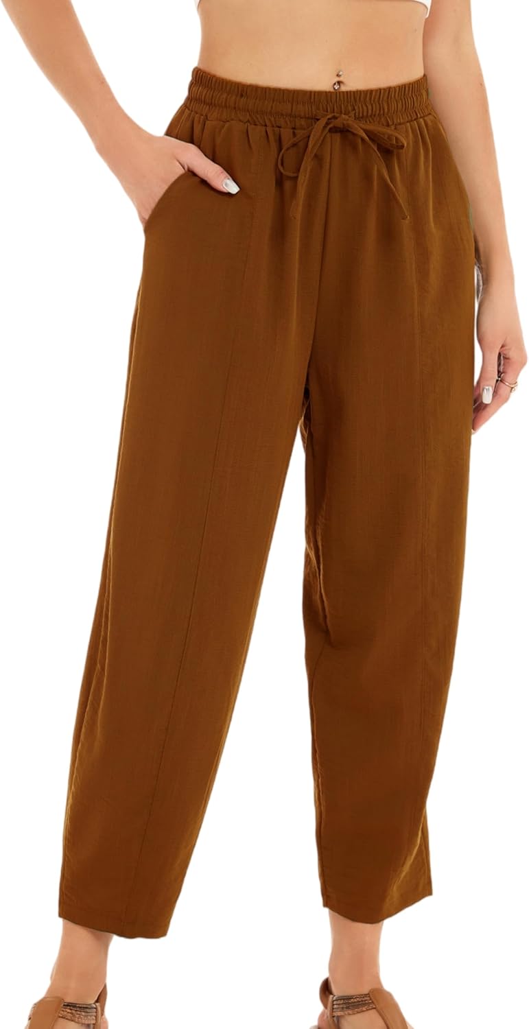 Pantalon Fluide Femme 7/8 Taille Élastique Poches – Léger & Sport | LuxVrouw