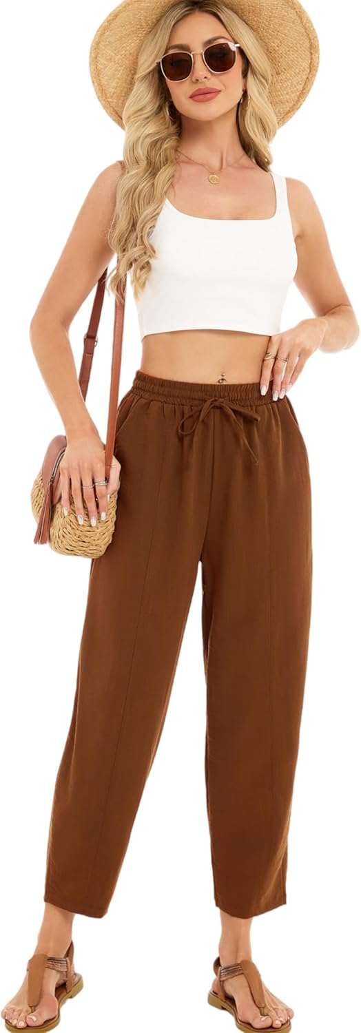 Pantalon Fluide Femme 7/8 Taille Élastique Poches – Léger & Sport | LuxVrouw