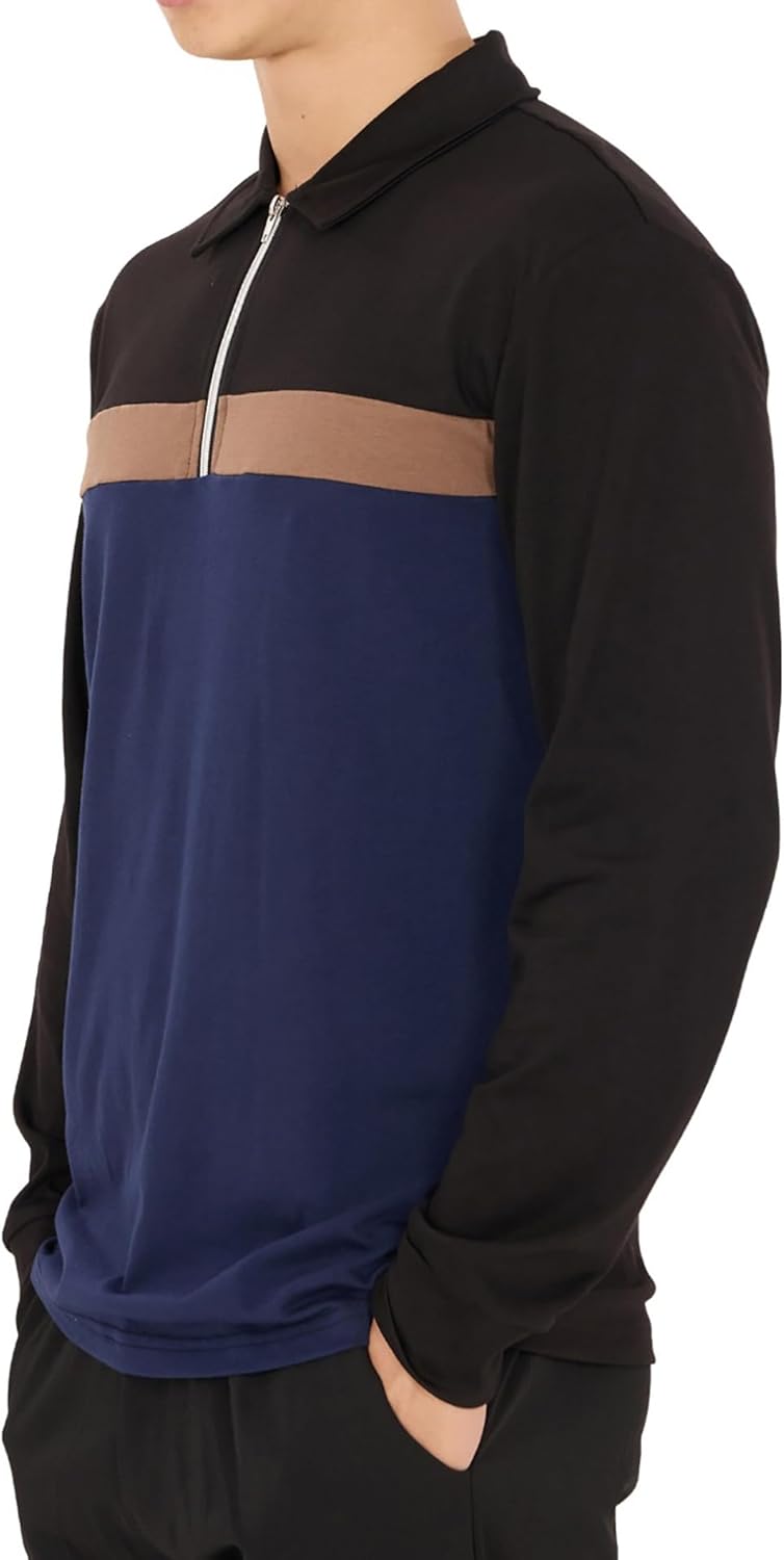 Ryehack Poloshirt met lange mouwen voor heren met 1/4 ritssluiting, raglan-T-shirt, regular fit, S-2XL LuxVrouw