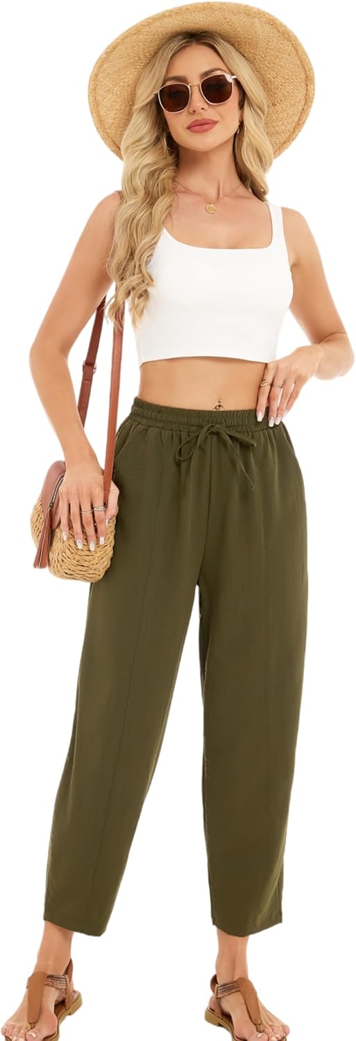 Pantalon Fluide Femme 7/8 Taille Élastique Poches – Léger & Sport | LuxVrouw
