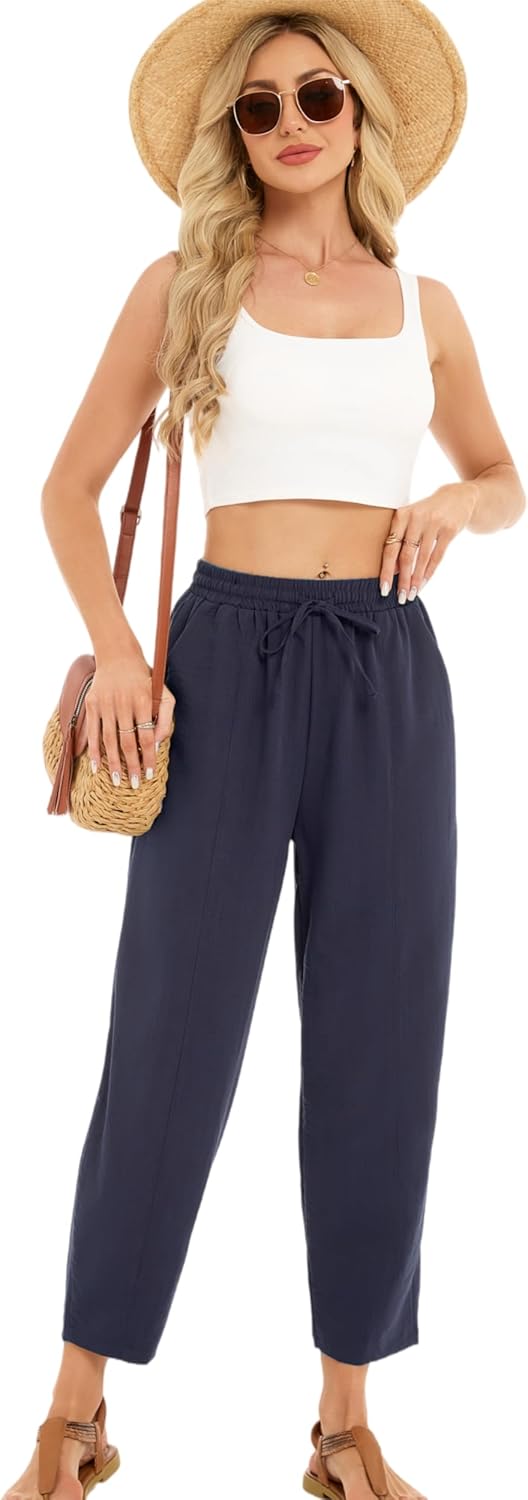 Pantalon Fluide Femme 7/8 Taille Élastique Poches – Léger & Sport | LuxVrouw