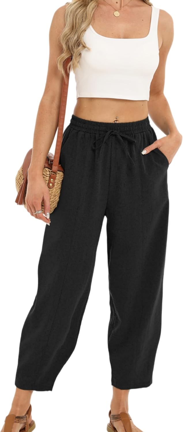 Pantalon Fluide Femme 7/8 Taille Élastique Poches – Léger & Sport | LuxVrouw