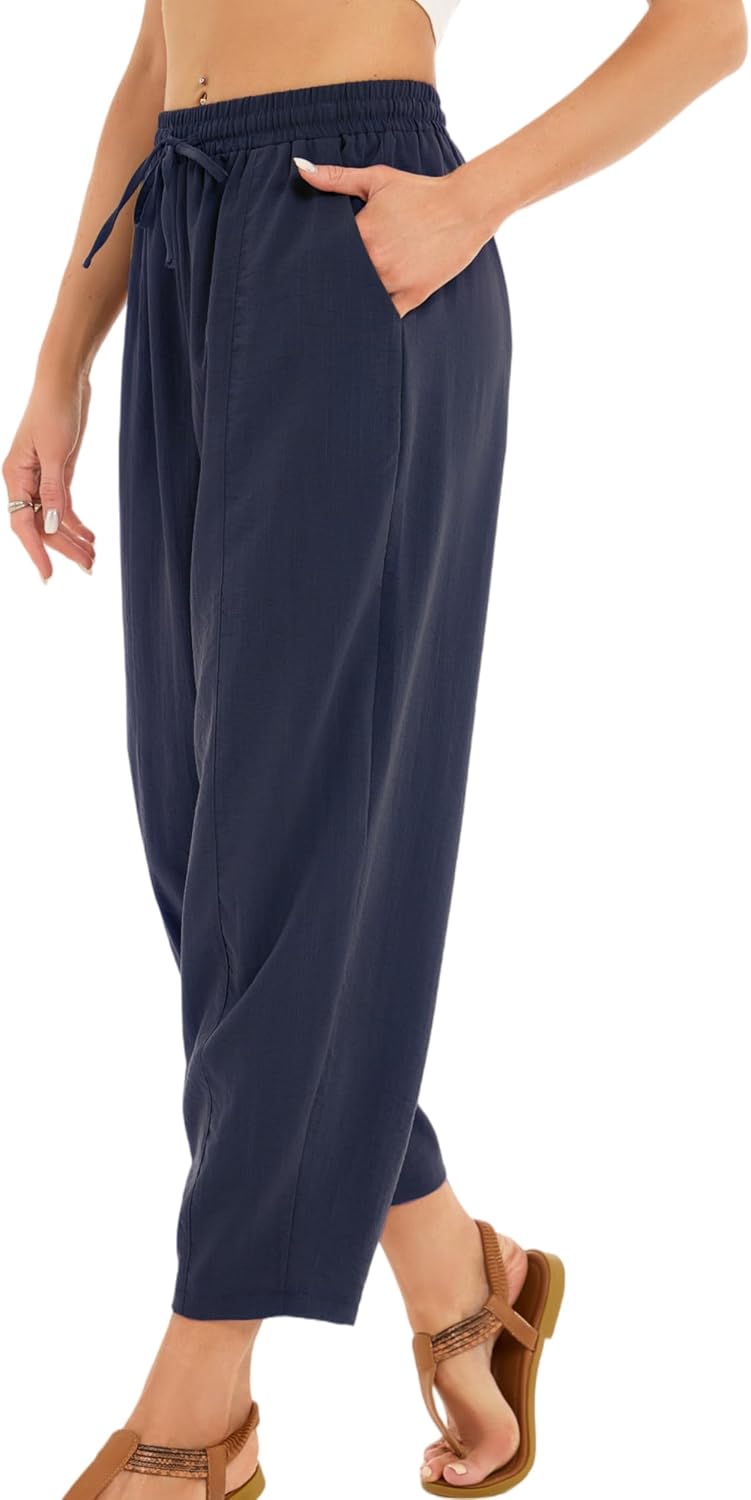 Pantalon Fluide Femme 7/8 Taille Élastique Poches – Léger & Sport | LuxVrouw
