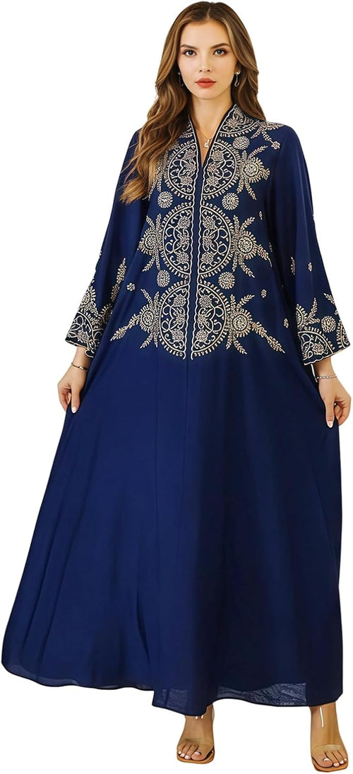 Abaya Kaftan Femme Longue Imprimé Floral Brodé – Mariage, Ramadan & Cérémonie | LuxVrouw