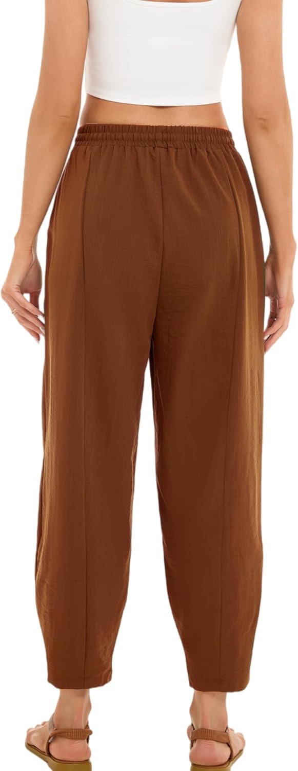 Pantalon Fluide Femme 7/8 Taille Élastique Poches – Léger & Sport | LuxVrouw