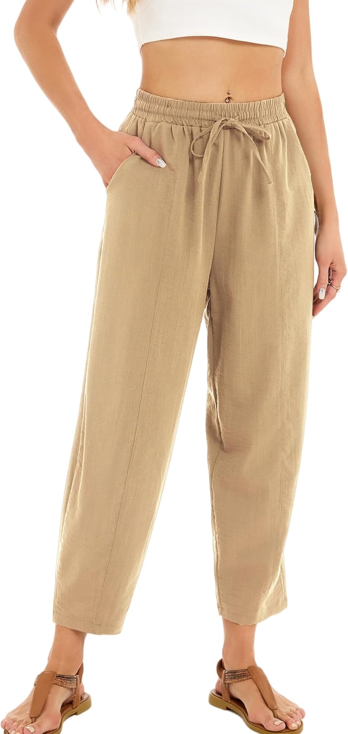 Pantalon Fluide Femme 7/8 Taille Élastique Poches – Léger & Sport | LuxVrouw