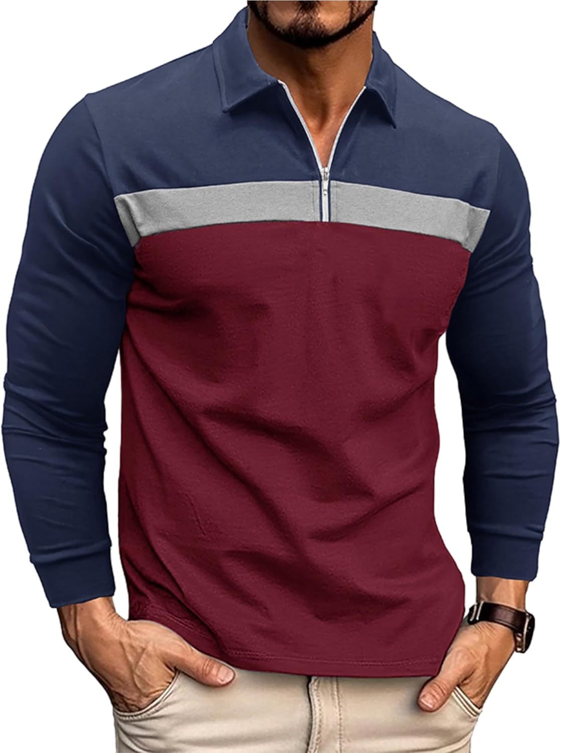 Polo Homme Manches Longues Zip 1/4 – Coupe Regular | LuxVrouw LuxVrouw