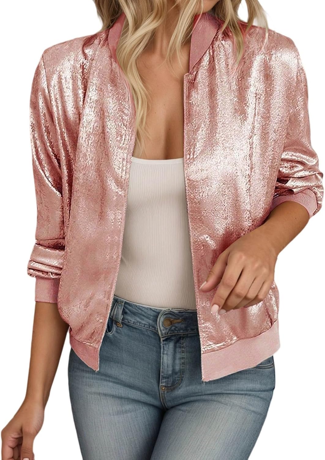 Glittertops voor dames, bomberjack met pailletten, paillettenjas, paillettenjas, getailleerde kostuumjas, paillettentop, streetwear, nachtclub outfit LuxVrouw
