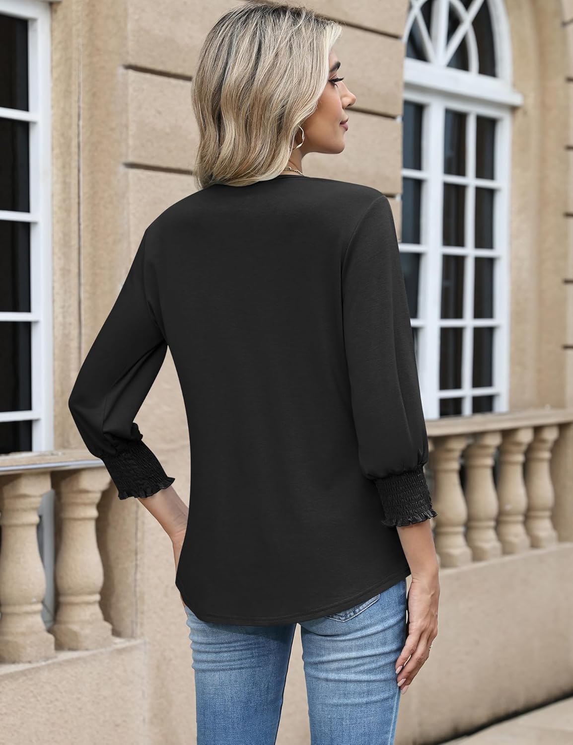 Blouse Femme Col V Manches 3/4 Imprimé Floral – Élégante & Casual Été | LuxVrouw