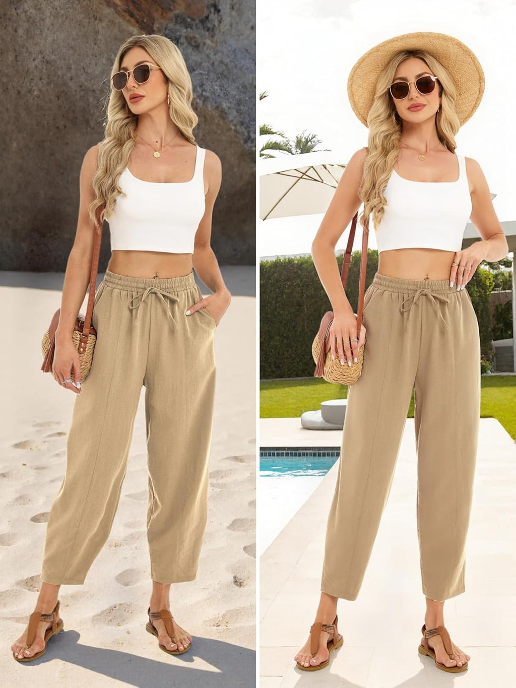 Pantalon Fluide Femme 7/8 Taille Élastique Poches – Léger & Sport | LuxVrouw