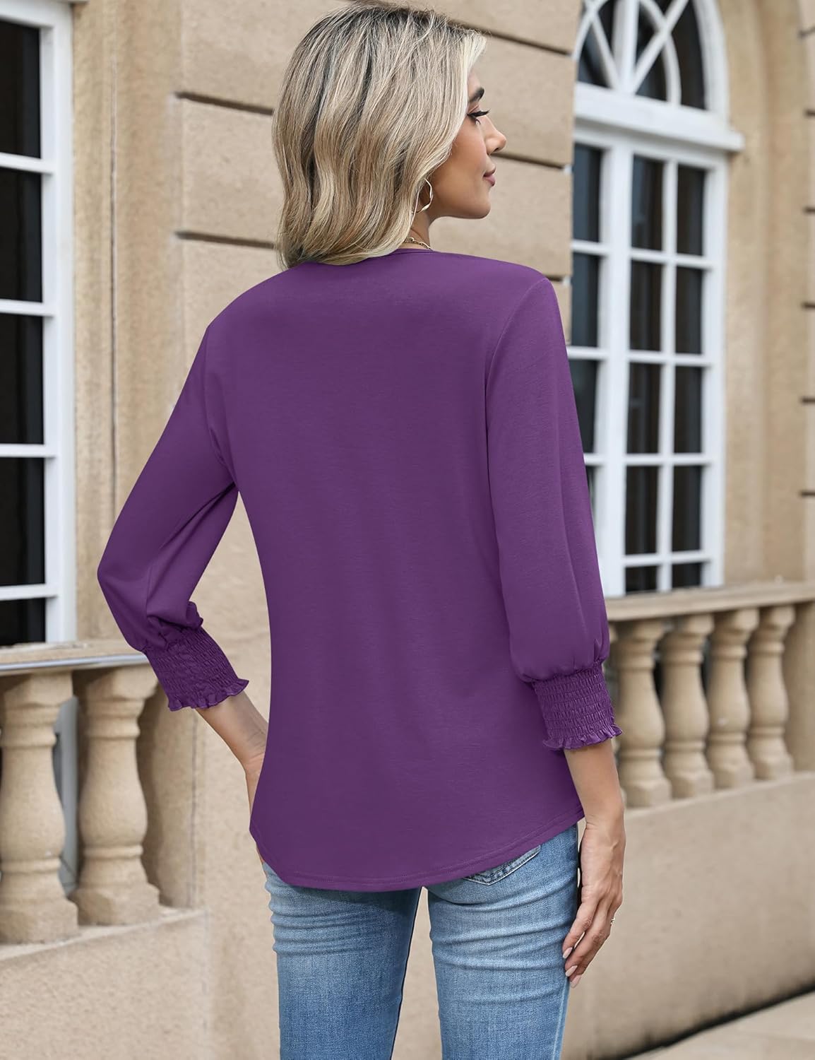 Blouse Femme Col V Manches 3/4 Imprimé Floral – Élégante & Casual Été | LuxVrouw