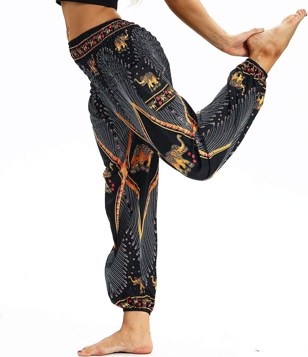 Pantalon Harem Femme Boho Imprimé Taille Haute – Léger & Poches | LuxVrouw