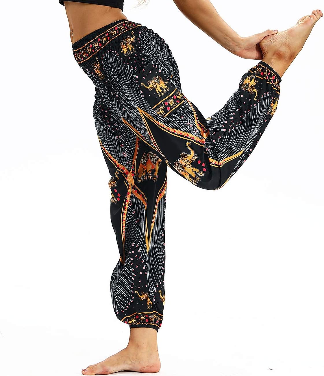 Pantalon Harem Femme Boho Imprimé Taille Haute – Léger & Poches | LuxVrouw