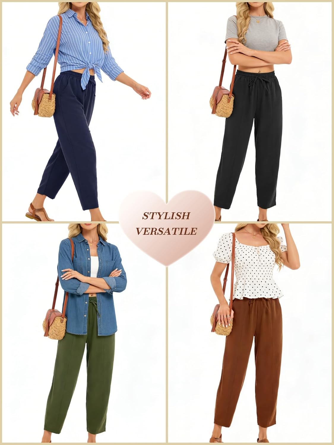 Pantalon Fluide Femme 7/8 Taille Élastique Poches – Léger & Sport | LuxVrouw