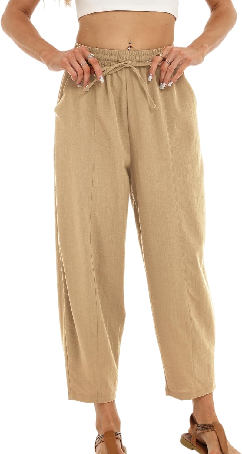 Pantalon Fluide Femme 7/8 Taille Élastique Poches – Léger & Sport | LuxVrouw