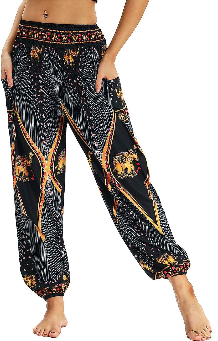 Pantalon Harem Femme Boho Imprimé Taille Haute – Léger & Poches | LuxVrouw