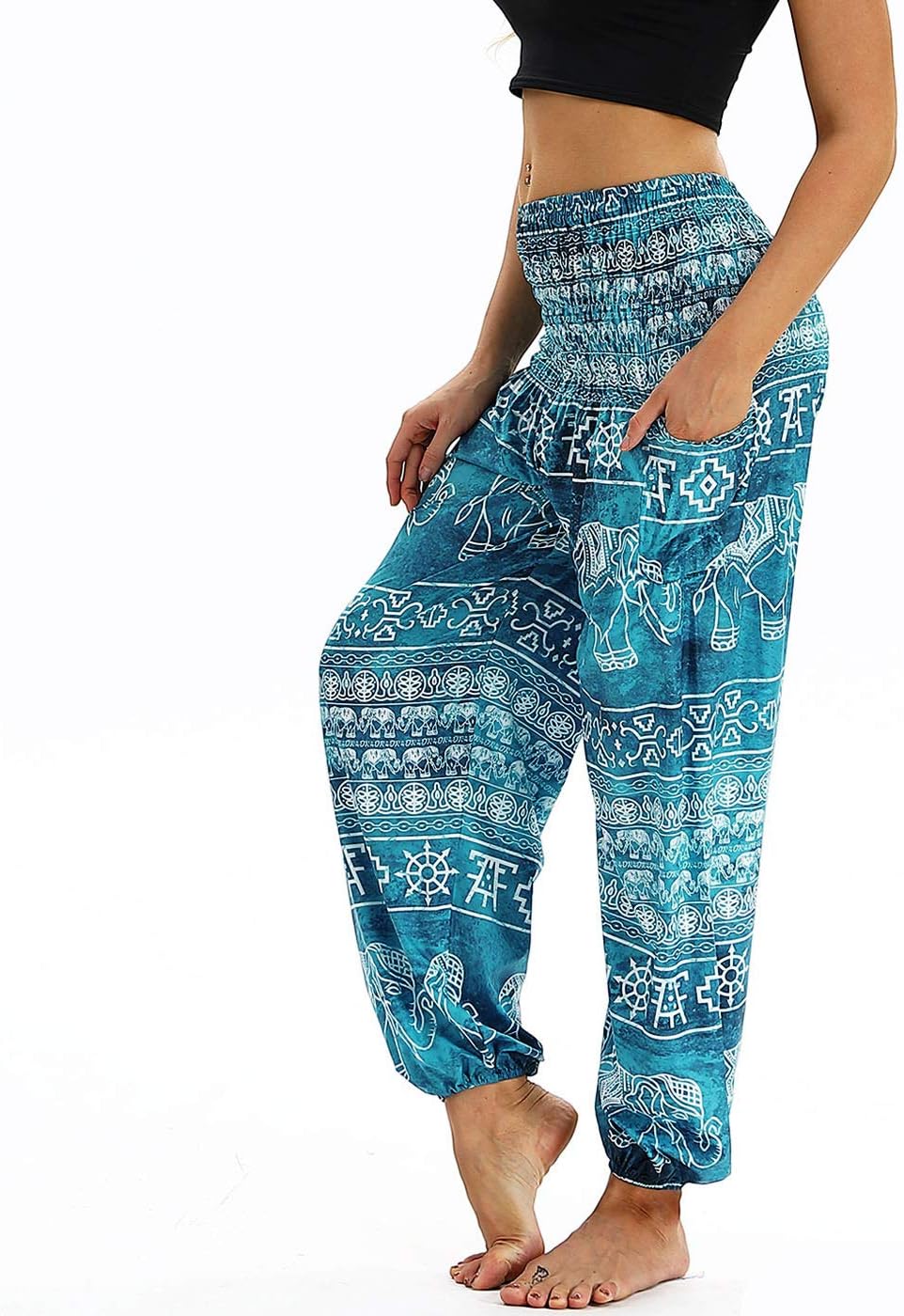 Pantalon Harem Femme Boho Imprimé Taille Haute – Léger & Poches | LuxVrouw