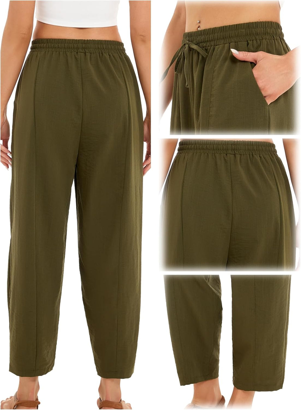 Pantalon Fluide Femme 7/8 Taille Élastique Poches – Léger & Sport | LuxVrouw