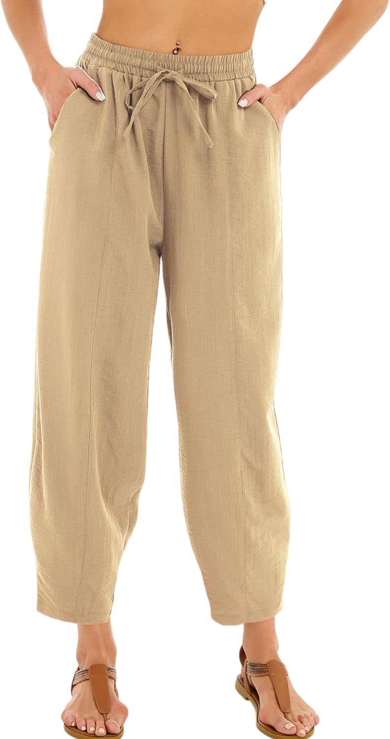 Pantalon Fluide Femme 7/8 Taille Élastique Poches – Léger & Sport | LuxVrouw