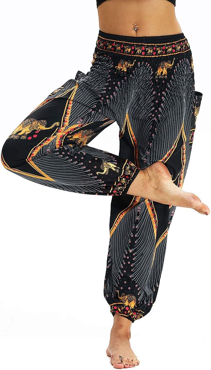 Pantalon Harem Femme Boho Imprimé Taille Haute – Léger & Poches | LuxVrouw