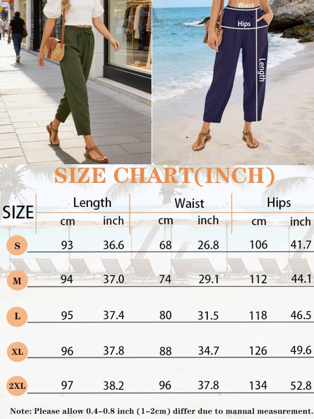 Pantalon Fluide Femme 7/8 Taille Élastique Poches – Léger & Sport | LuxVrouw