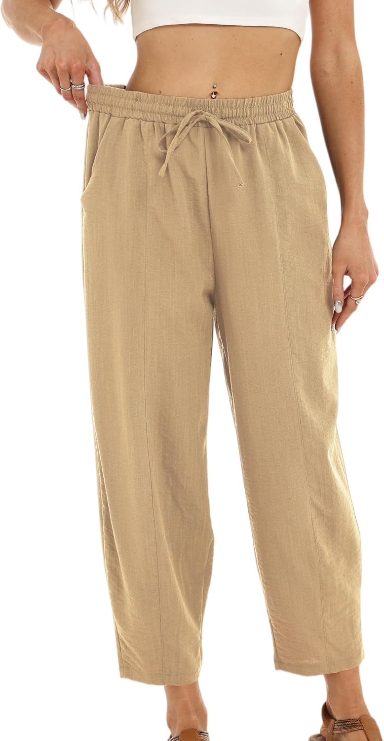 Pantalon Fluide Femme 7/8 Taille Élastique Poches – Léger & Sport | LuxVrouw