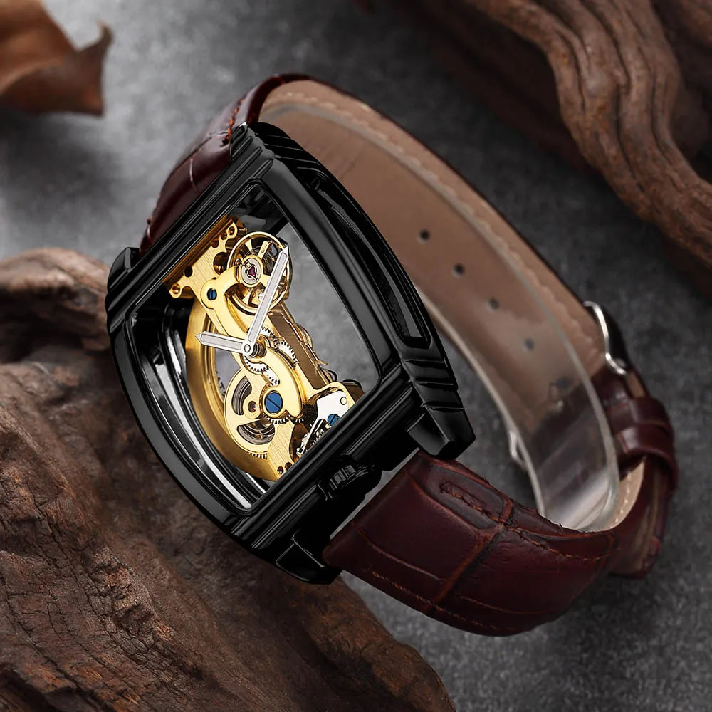 Montre Mécanique Homme Squelette Steampunk – Transparente & Automatique | LuxVrouw LuxVrouw