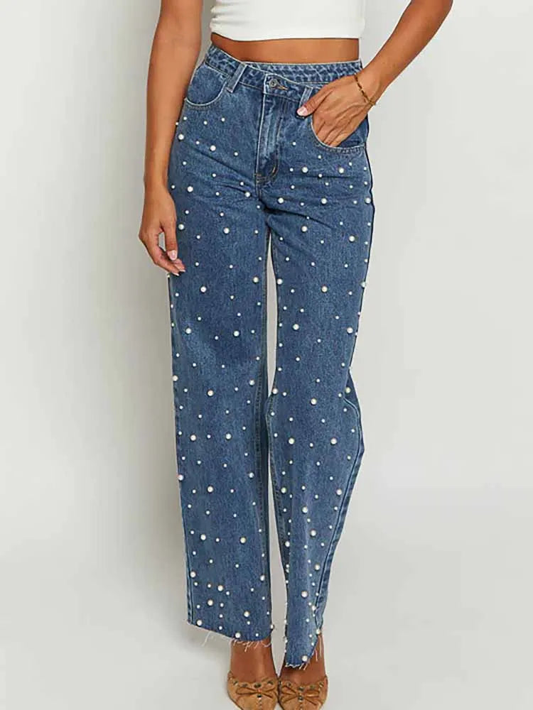Jeans Woman High Waist Straight