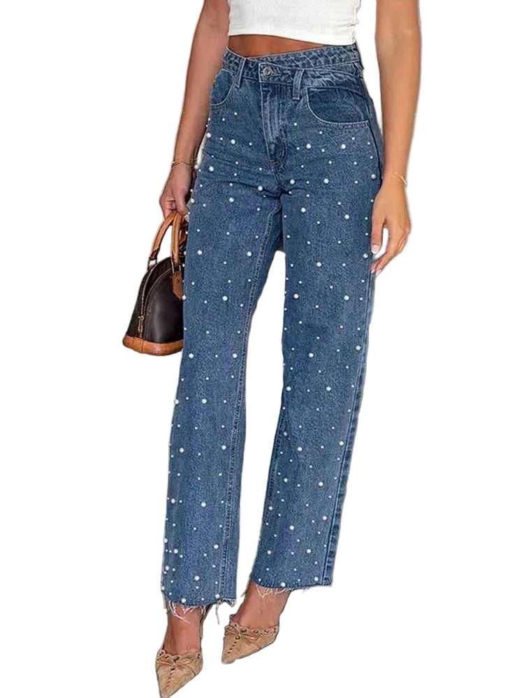 Jeans Woman High Waist Straight