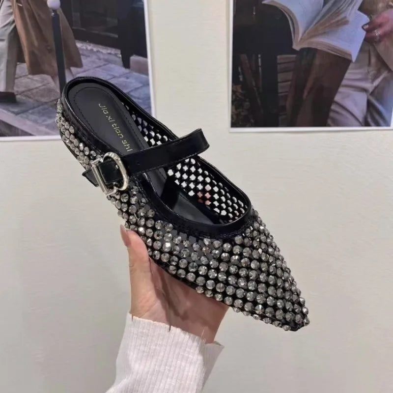 Crystal Footwear Silver Women Flat