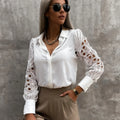 Chemisier Femme Dentelle Ajouré Manches Longues Bouffantes – Bureau & Élégant | LuxVrouw