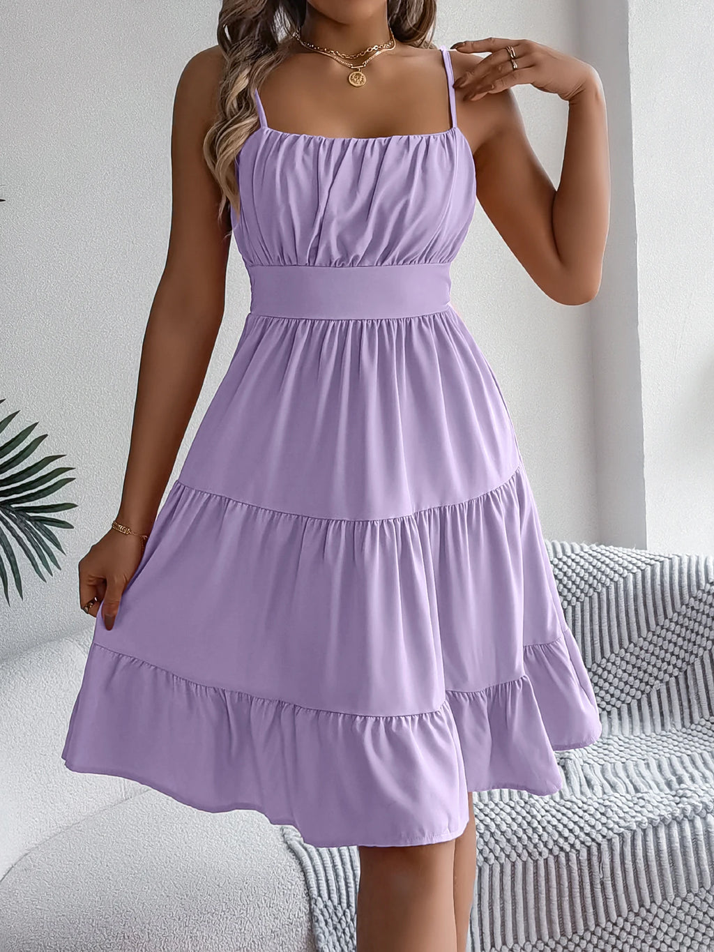 Robe Chasuble Femme À Volants Col Carré – Casual & Été | LuxVrouw