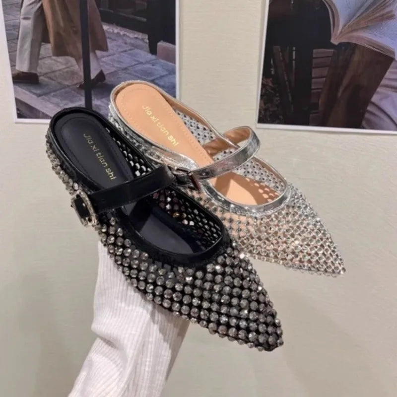 Crystal Footwear Silver Women Flat