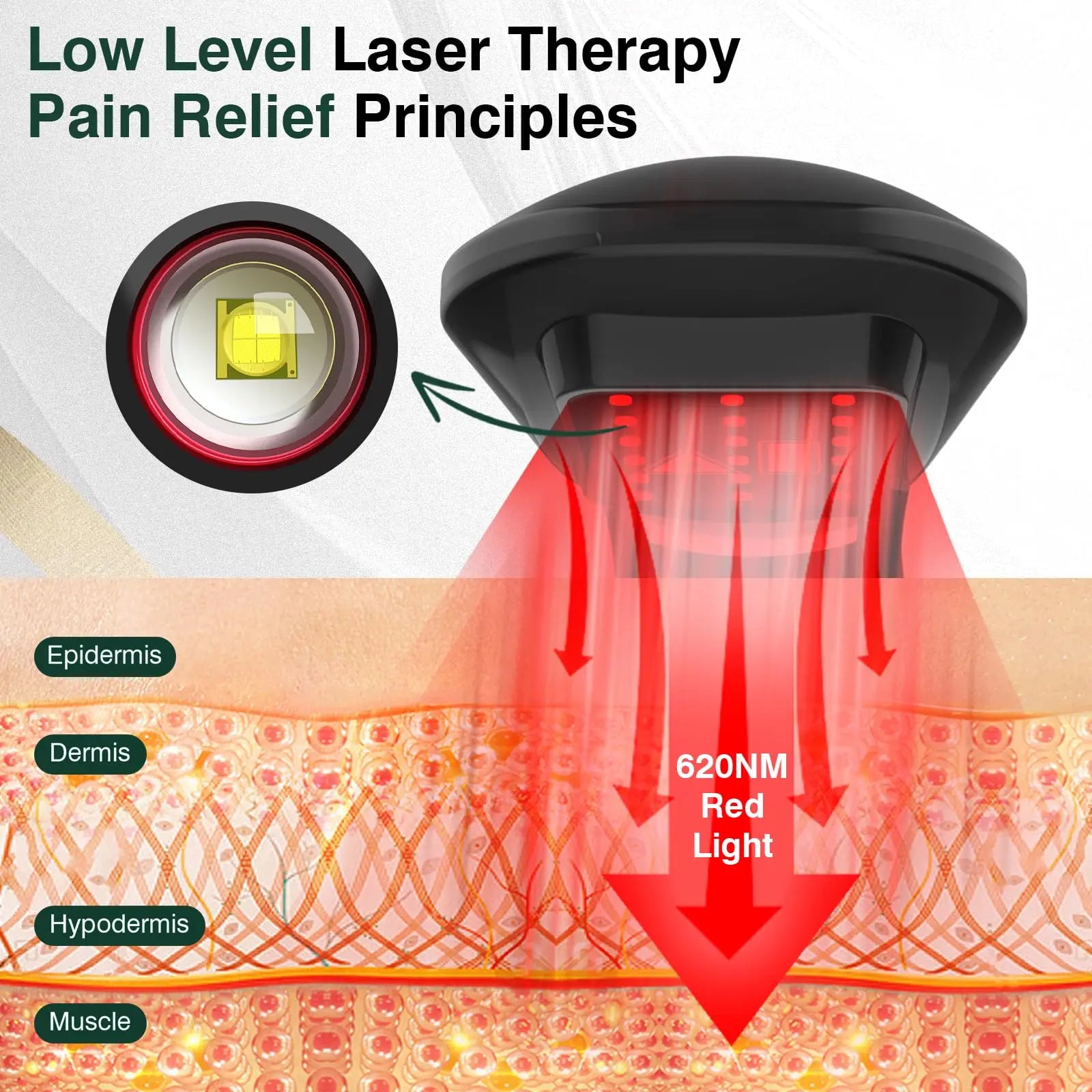 Appareil Photobioérapie Rouge Portable 18 LED 620nm – Soulagement Douleurs Musculaires & Articulaires | LuxVrouw