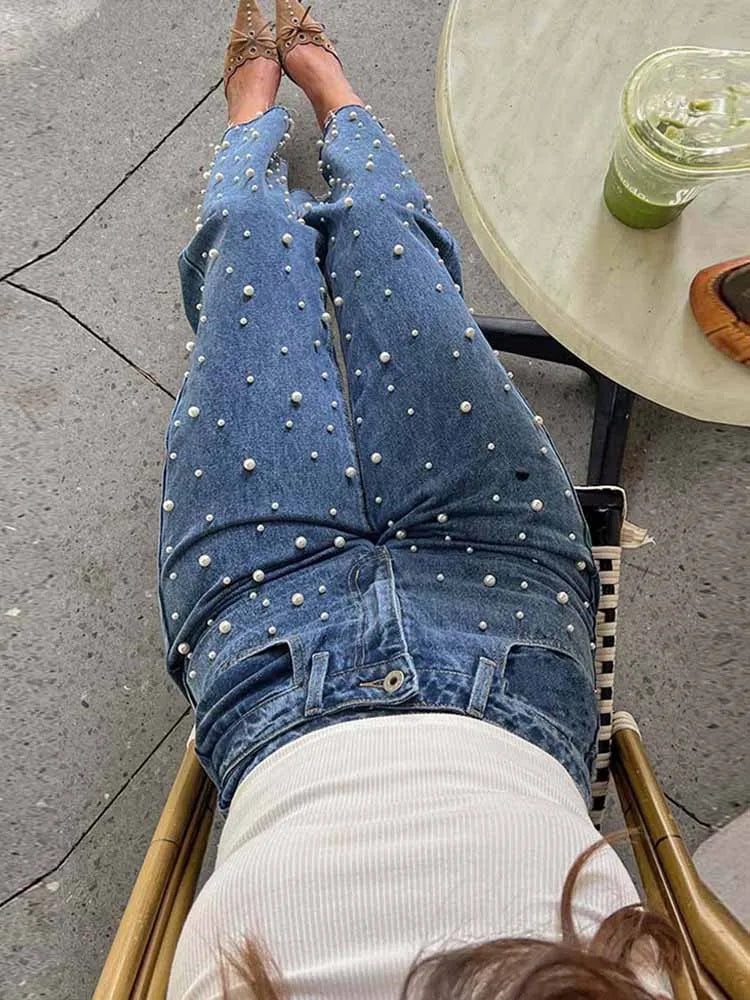 Jeans Woman High Waist Straight