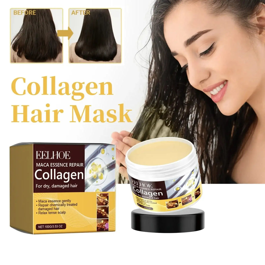 Collagen Hair Mask Reduce Dryness And Frizz Prevent Hair Splitting Moisturize Soften Hair Improve Hair Texture Hair Care Mask LuxVrouw