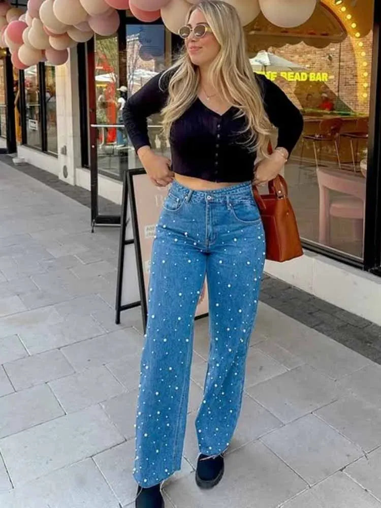 Jean Femme Taille Haute Coupe Droite LuxVrouw