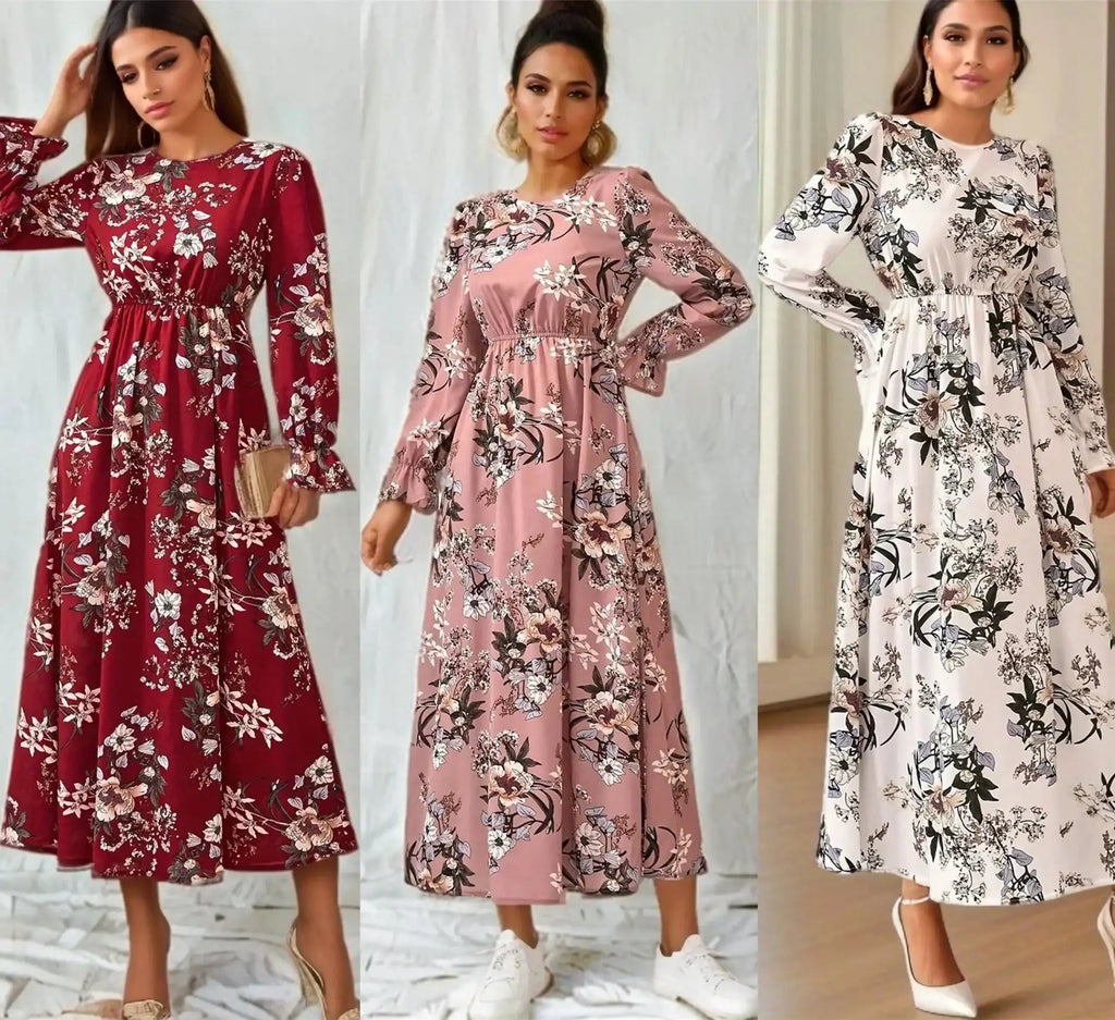 Women Dresses Long Sleeve  O Neck LuxVrouw