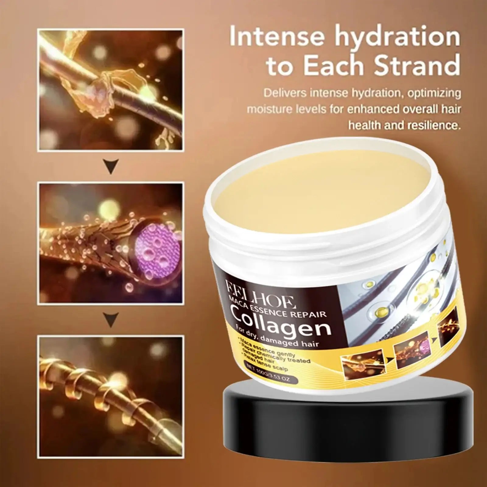 Collagen Hair Mask Reduce Dryness And Frizz Prevent Hair Splitting Moisturize Soften Hair Improve Hair Texture Hair Care Mask LuxVrouw