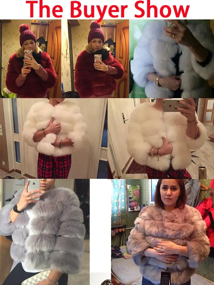 Stylish and warm women's fur coat LuxVrouw